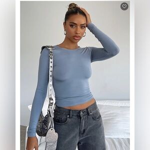 WhiteFox Boutique - Only For Tonight Long Sleeve Top Steel